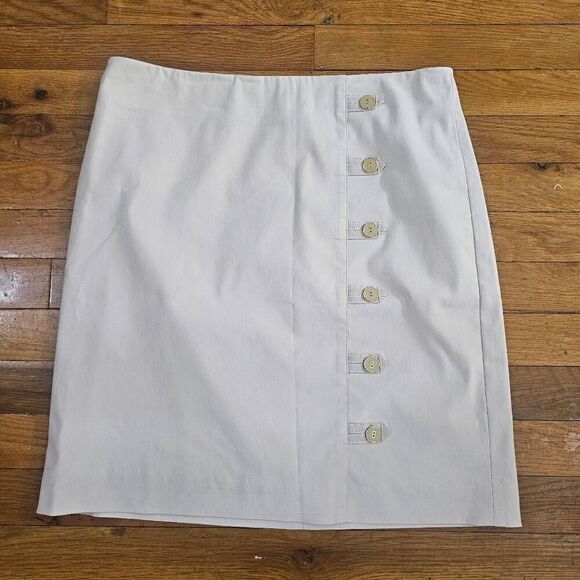 J. Mclaughlin Ivory Skirt Sz 8 High Rise Elasticized Button Pencil - Picture 2 of 6
